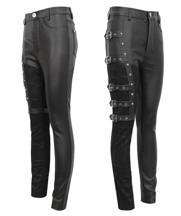 Pantalon en faux cuir et jeans à effet jarretière