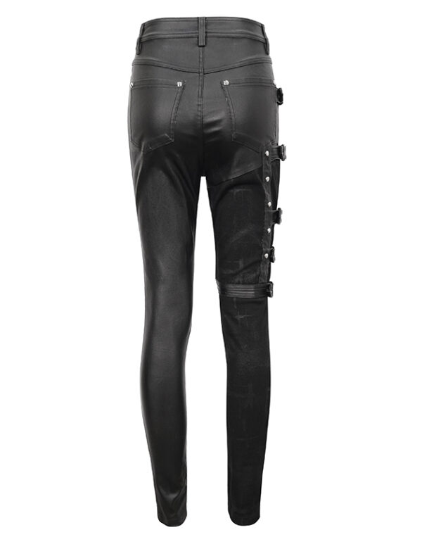 Pantalon en faux cuir et jeans à effet jarretière