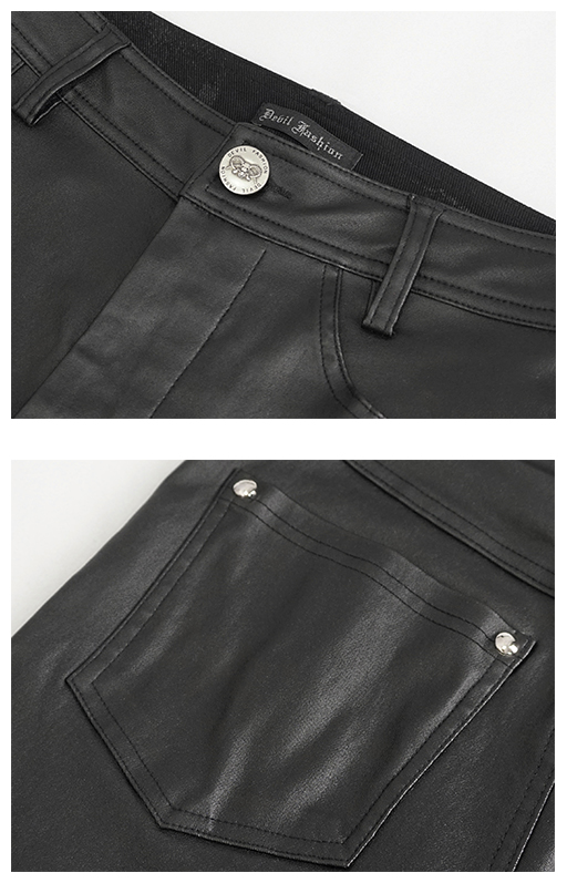 Pantalon en faux cuir et jeans à effet jarretière