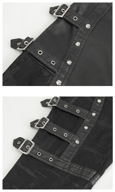 Pantalon en faux cuir et jeans à effet jarretière