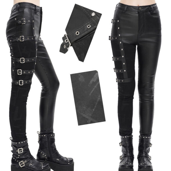 Pantalon en faux cuir et jeans à effet jarretière