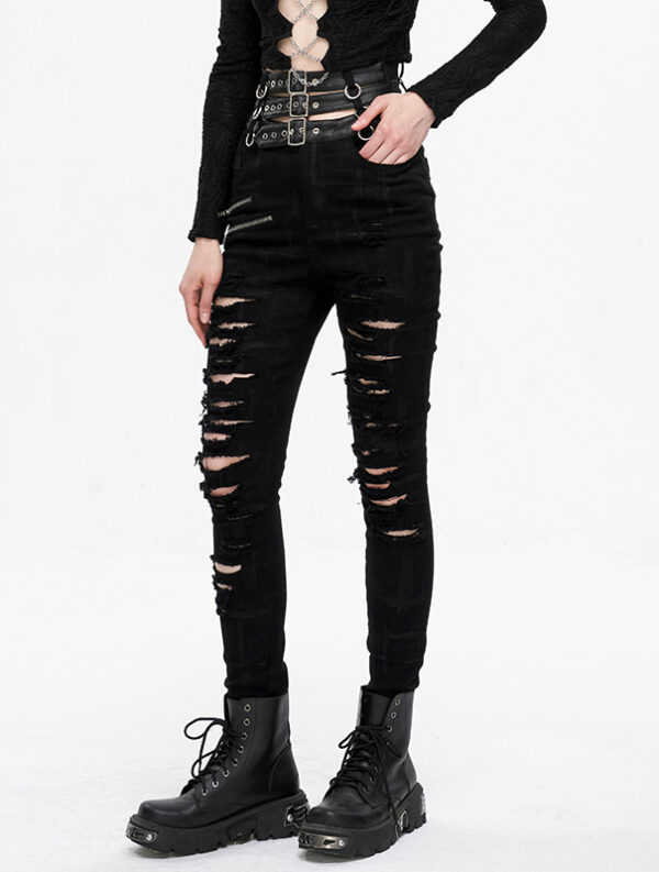 Pantalon déchiré à triple ceinture