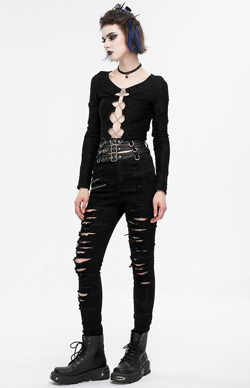 Pantalon déchiré à triple ceinture