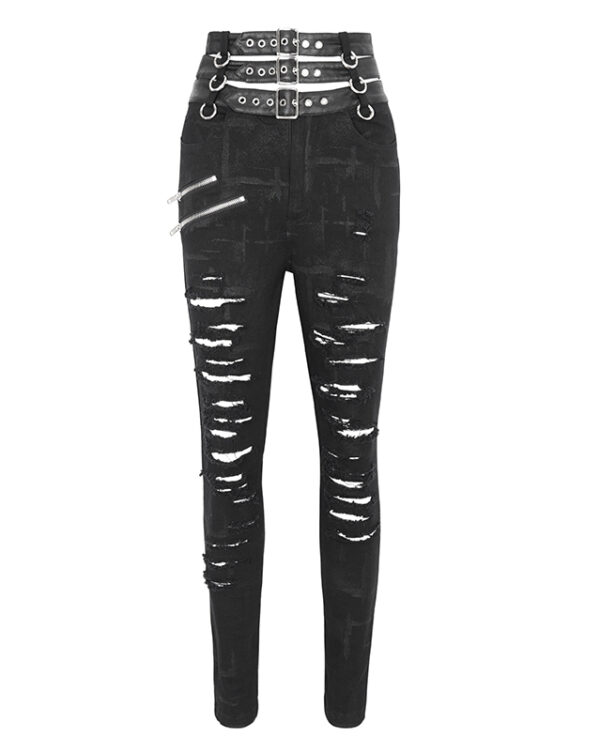 Pantalon déchiré à triple ceinture