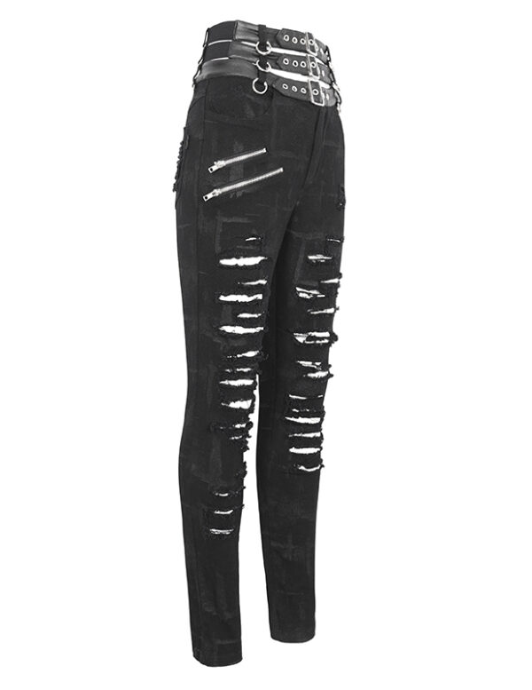 Pantalon déchiré à triple ceinture