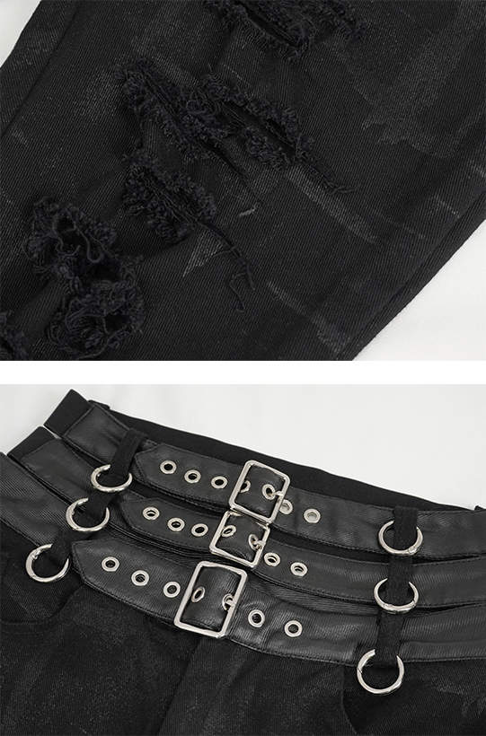 Pantalon déchiré à triple ceinture