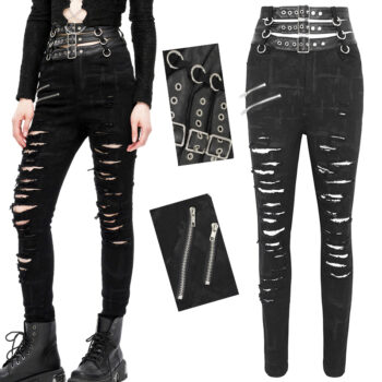 Pantalon déchiré à triple ceinture