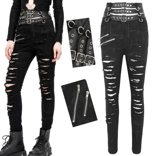 Pantalon déchiré à triple ceinture