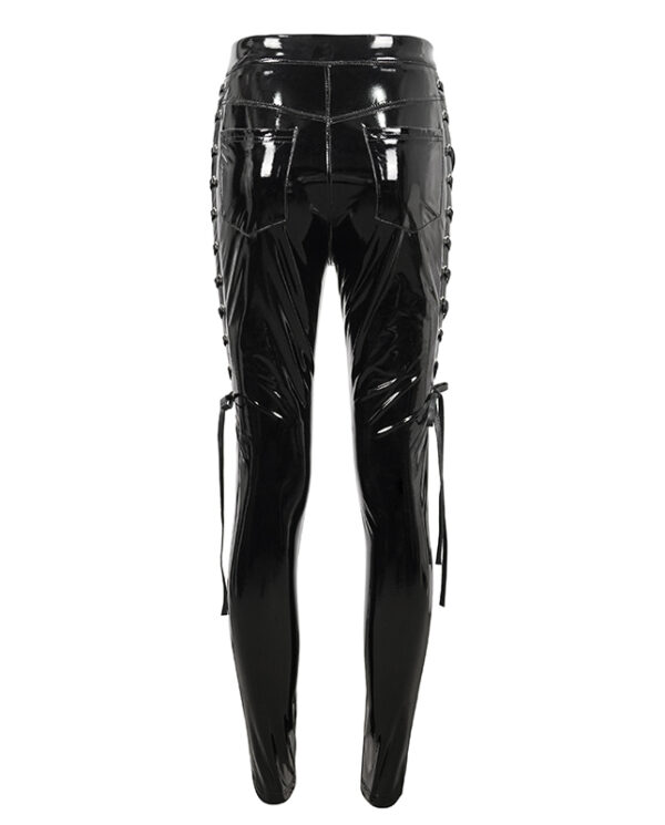 Pantalon en vinyle à découpes et laçages