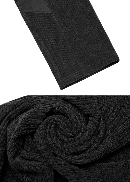 Pantalon velours à bandes et oeillets Noir