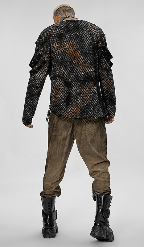 Pantalon velours à bandes et oeillets Café Pantalon velours à bandes et oeillets Café