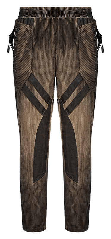 Pantalon velours à bandes et oeillets Café Pantalon velours à bandes et oeillets Café