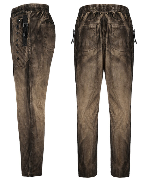 Pantalon velours à bandes et oeillets Café Pantalon velours à bandes et oeillets Café