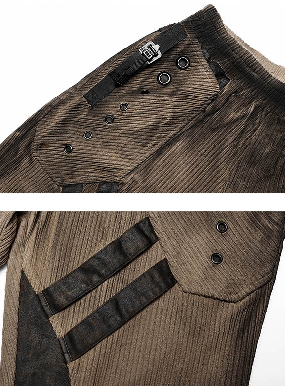 Pantalon velours à bandes et oeillets Café Pantalon velours à bandes et oeillets Café