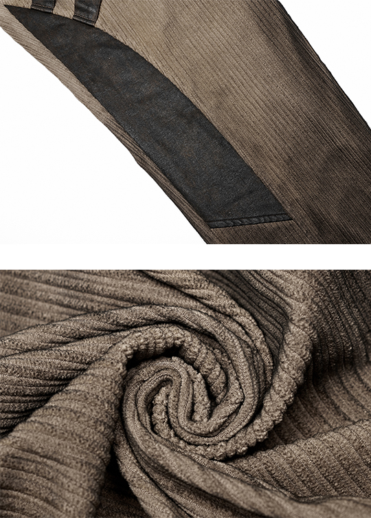 Pantalon velours à bandes et oeillets Café Pantalon velours à bandes et oeillets Café