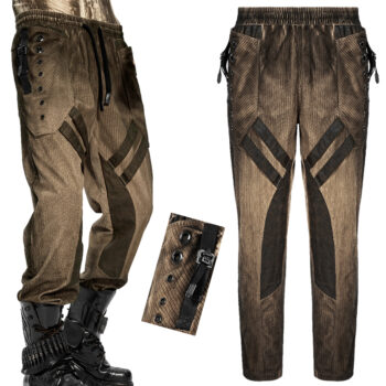 Pantalon velours à bandes et oeillets Café Pantalon velours à bandes et oeillets Café