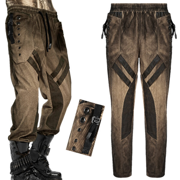 Pantalon velours à bandes et oeillets Café Pantalon velours à bandes et oeillets Café