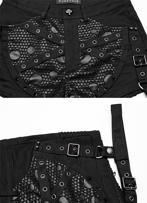 Short jarretières à résille trouée