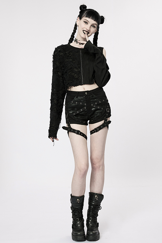 Short jarretières à résille trouée