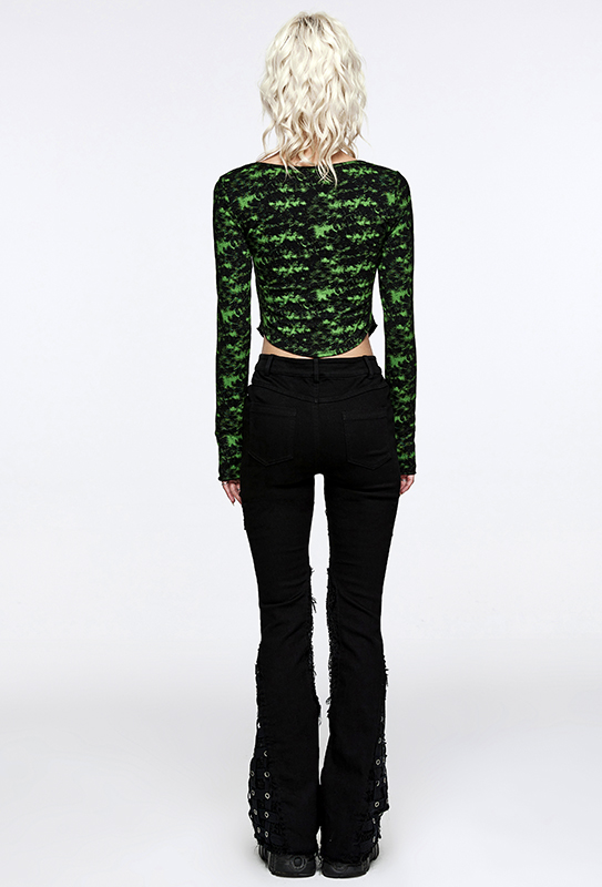 Pantalon évasé effet cage à sangles