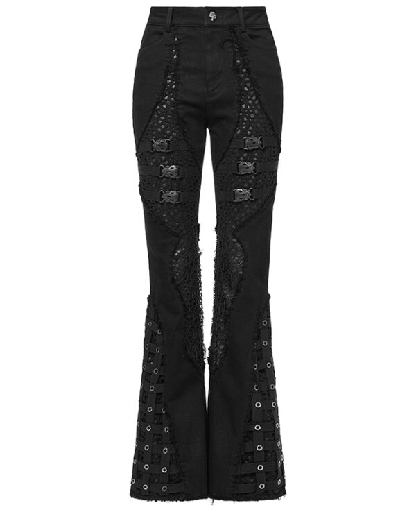 Pantalon évasé effet cage à sangles