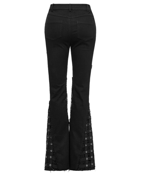 Pantalon évasé effet cage à sangles