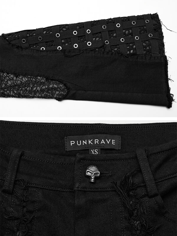 Pantalon évasé effet cage à sangles