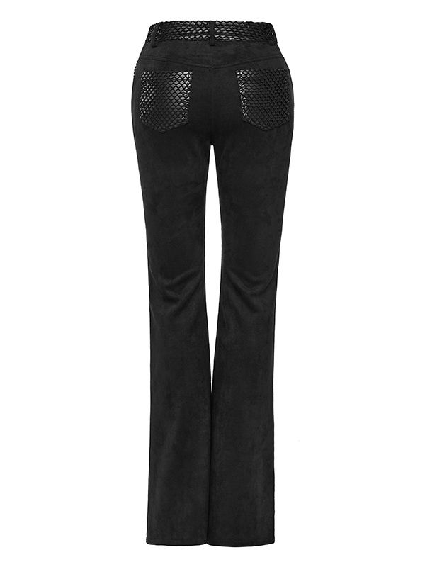 Pantalon en faux daim à bandes et laçages