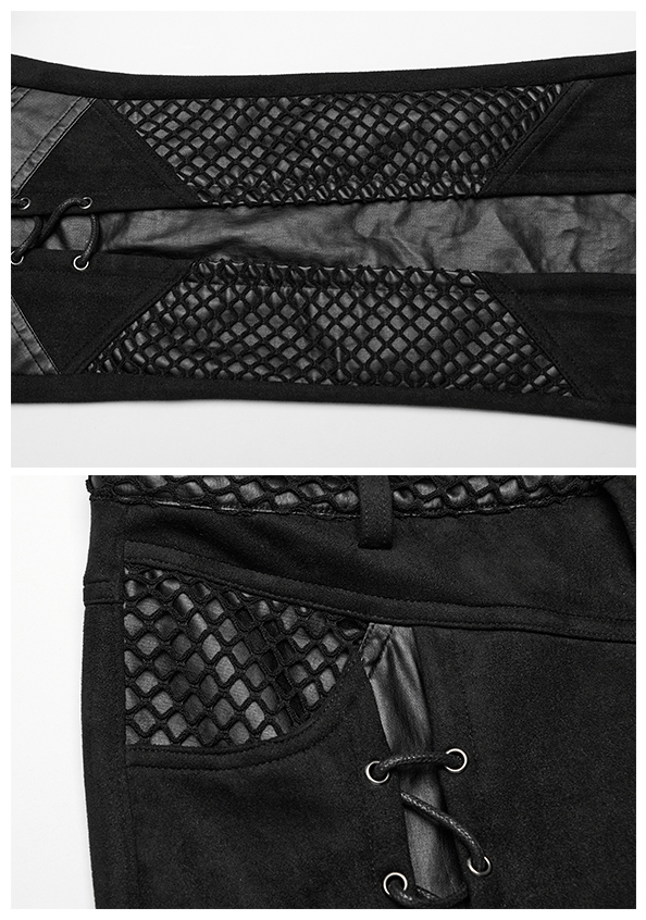 Pantalon en faux daim à bandes et laçages