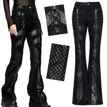 Pantalon en faux daim à bandes et laçages