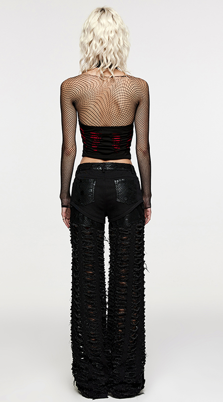 Jeans large très destroy à résille