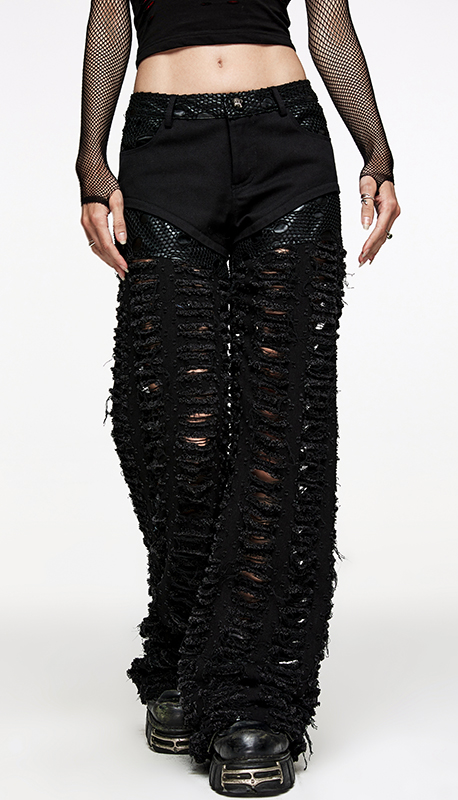 Jeans large très destroy à résille