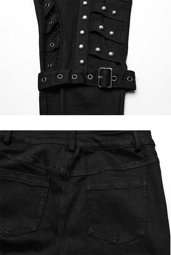 Jeans à découpes et à clous