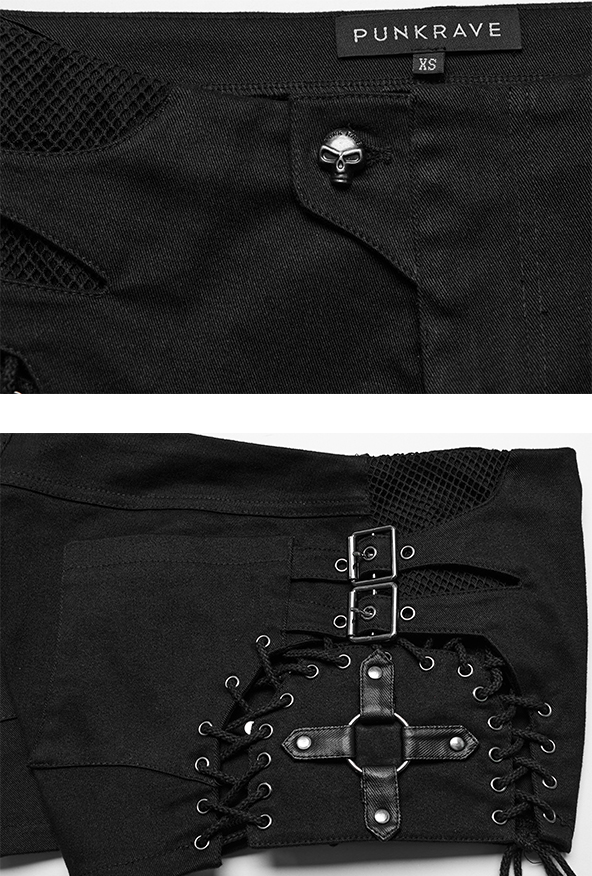 Mini short à laçages et sangles