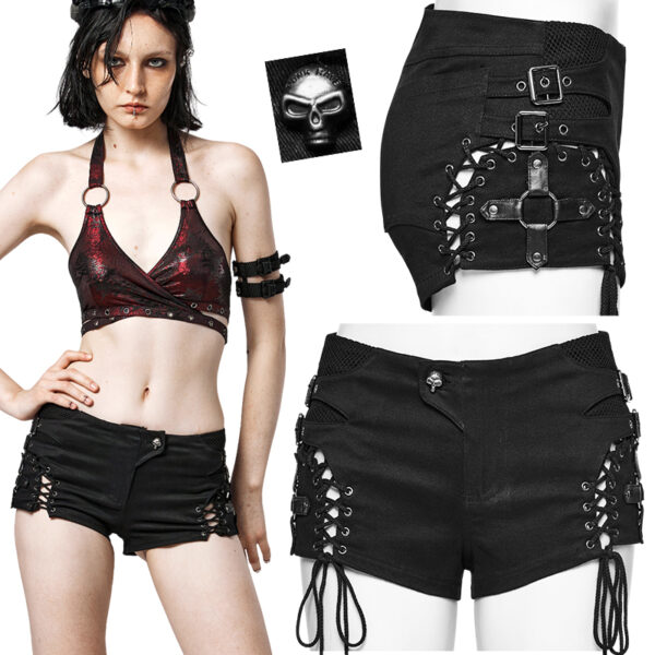 Mini short à laçages et sangles