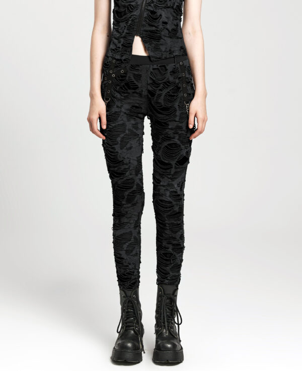 Pantalon destroy à chaînes Noir