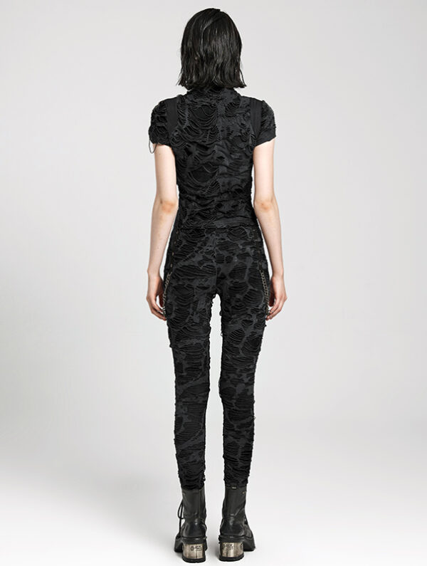 Pantalon destroy à chaînes Noir