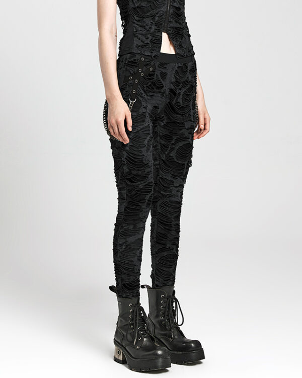 Pantalon destroy à chaînes Noir