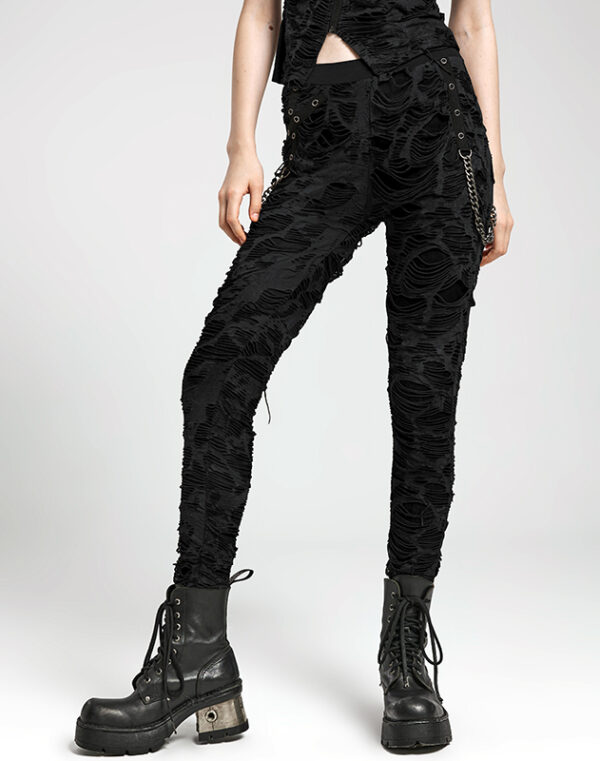 Pantalon destroy à chaînes Noir