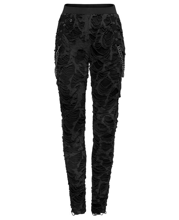 Pantalon destroy à chaînes Noir