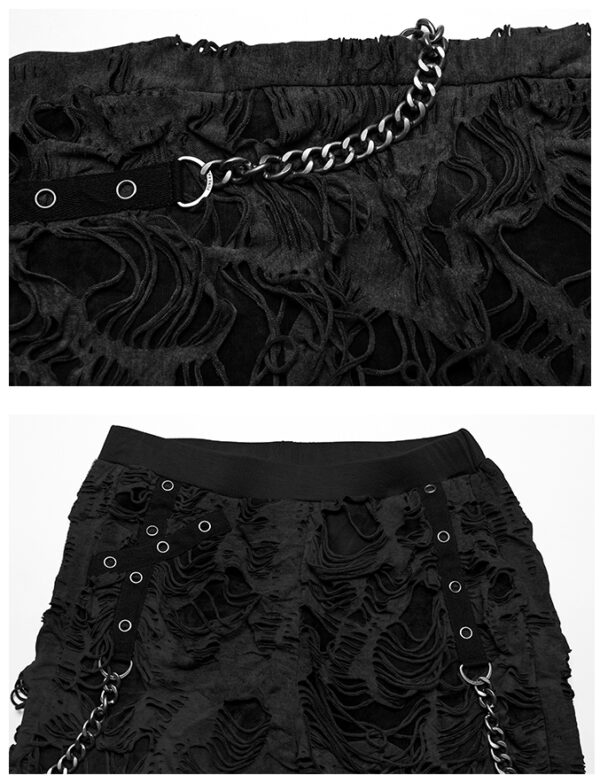 Pantalon destroy à chaînes Noir