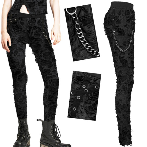 Pantalon destroy à chaînes Noir