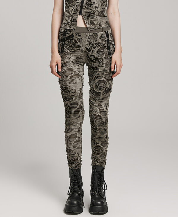 Pantalon destroy à chaînes Kaki