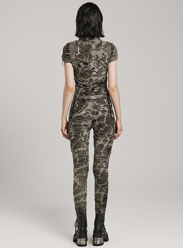 Pantalon destroy à chaînes Kaki