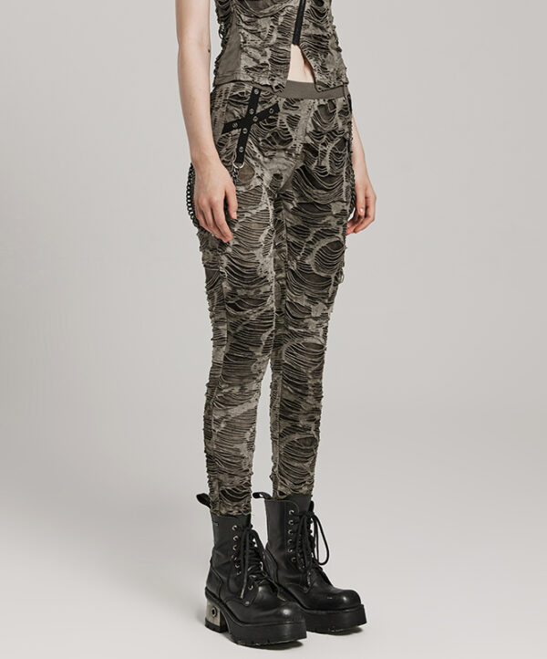 Pantalon destroy à chaînes Kaki