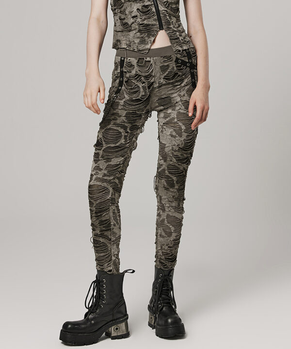 Pantalon destroy à chaînes Kaki