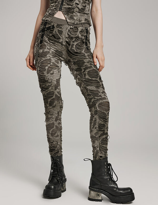 Pantalon destroy à chaînes Kaki