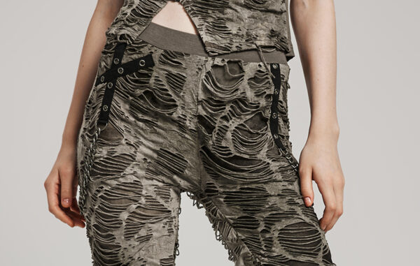 Pantalon destroy à chaînes Kaki