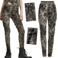 Pantalon déchiré punk militaire chaîne Punk Rave WK-623-BK-CO.