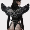 Ailes noires en plume et faux cuir à chaînes